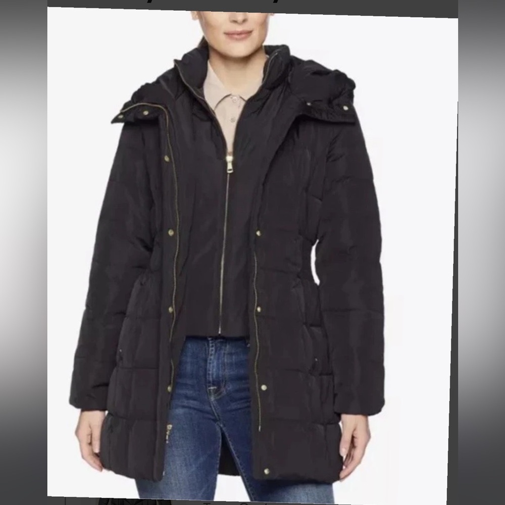 Cole Haan Women's Hooded Black Puffer Jacket XL